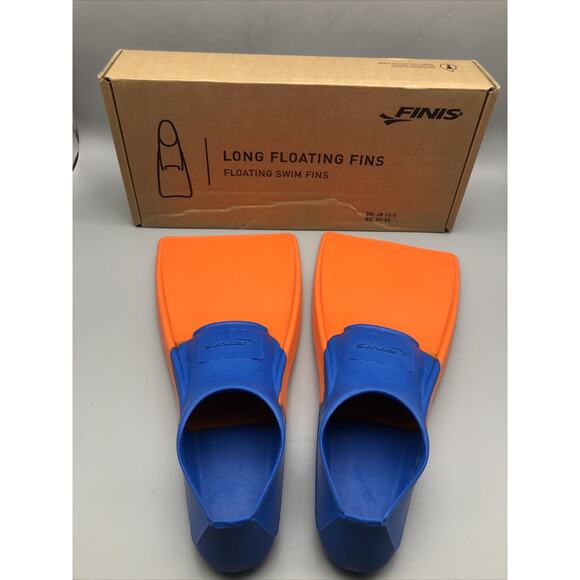FINIS Long Floating Fins for Swimming & Snorkeling Blue/Orange US: JR 11-1 *READ - Picture 1 of 16